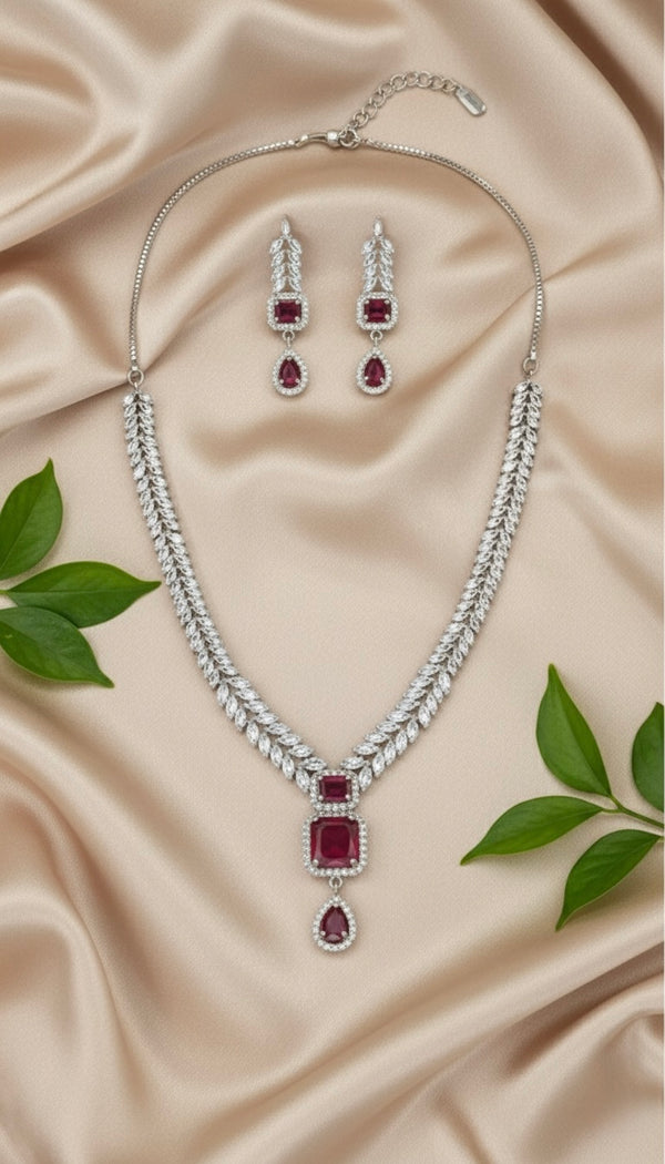 Regal Vine AD Necklace (Red)