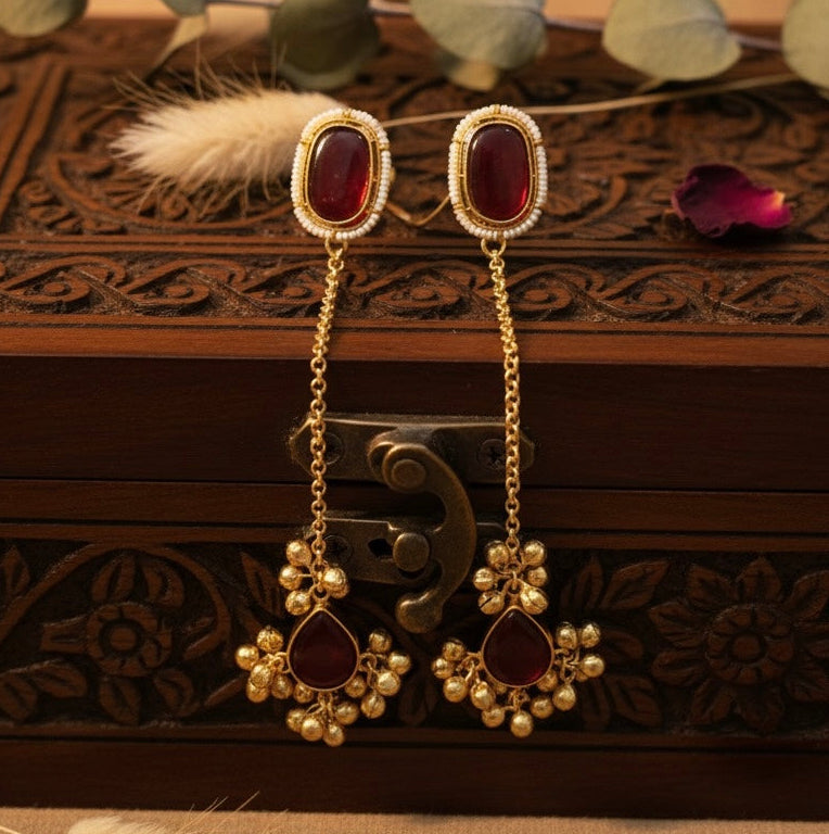 Ishika Kashmiri Earrings (Wine)
