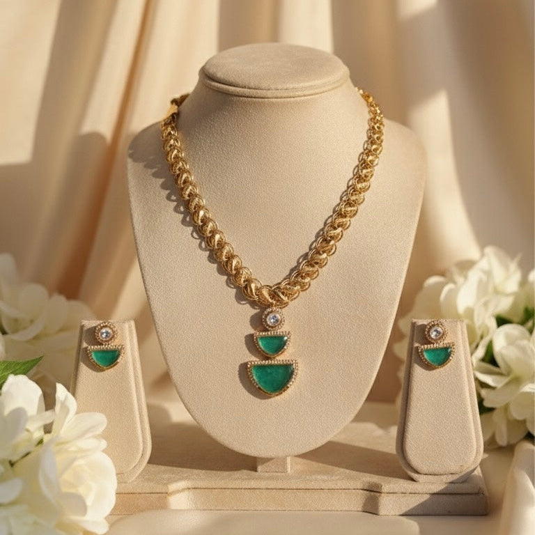 Diora AD Necklace (Mint Green)