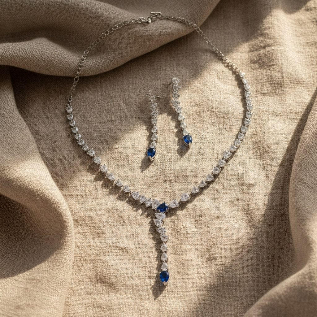 Elara Drop AD Necklace (Blue)
