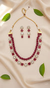 Vamika Layered Kundan Necklace (Wine)