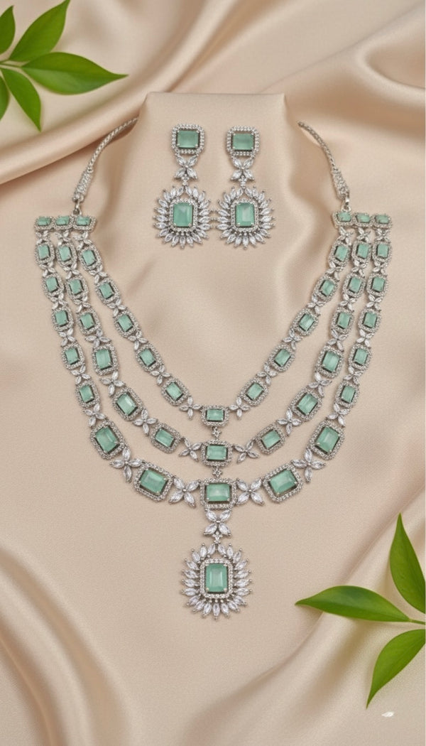 Luxe Layered AD Necklace (Mint Green)