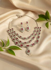 Charm Layered AD Necklace (Pink)