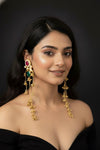 Aarzu Kashmiri Earrings (Wine and Green)