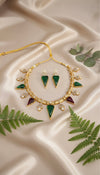 Zarina Polki Necklace (Wine and Green)