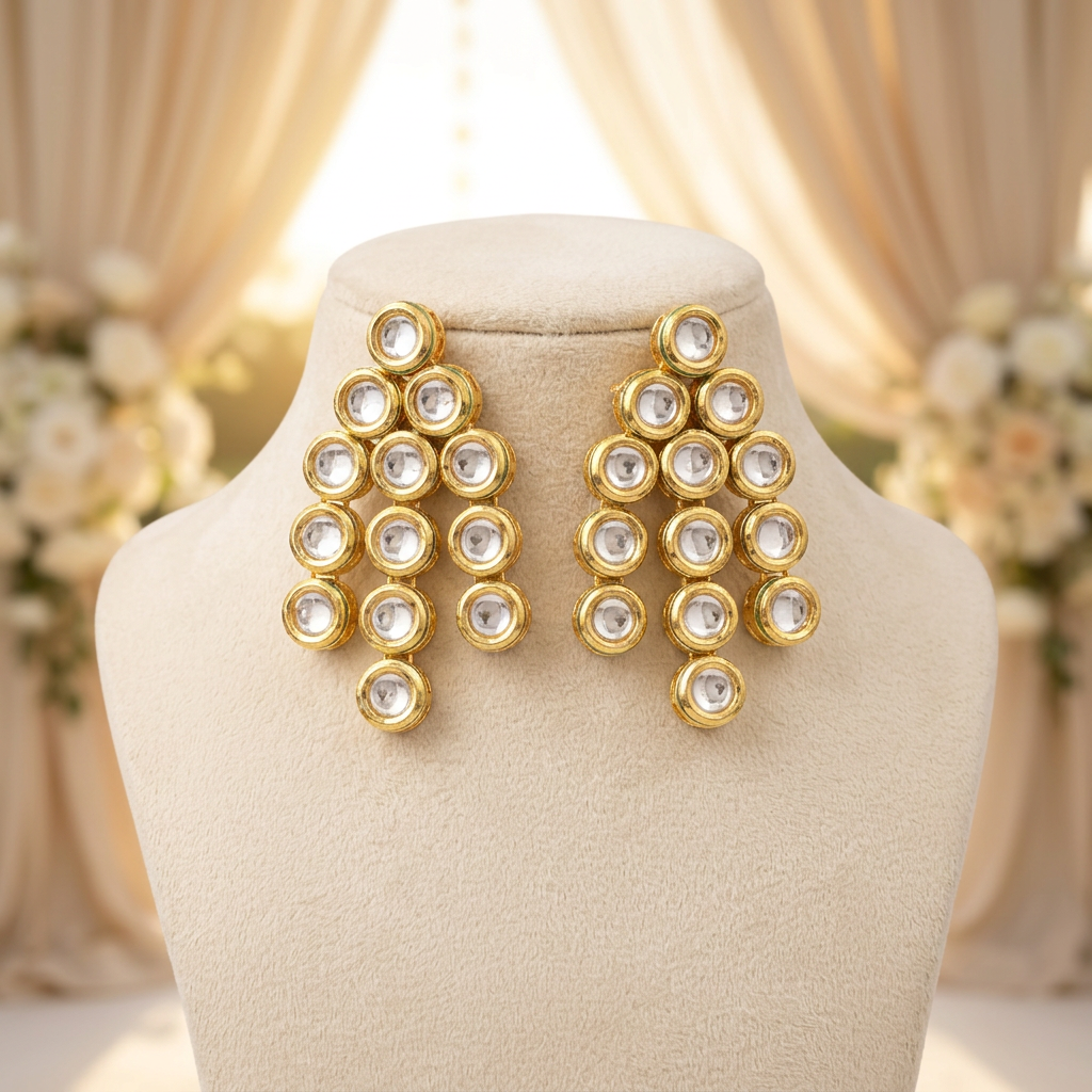 Divya Kundan Earrings (Golden)