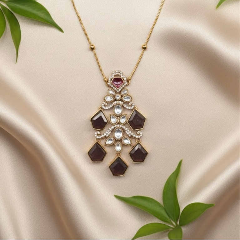 Aarshiya Chain Kundan Necklace (Brown)