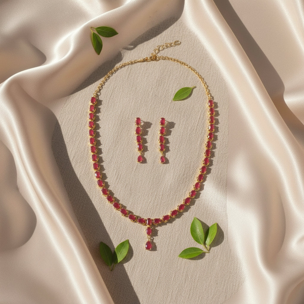 Radiant Line AD Necklace (Pink)