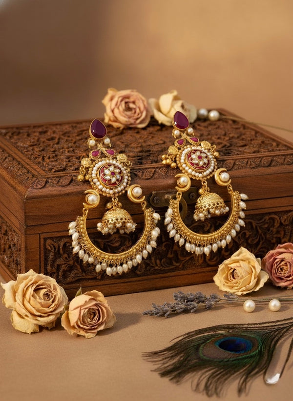Rani Kashmiri Earrings (Wine)