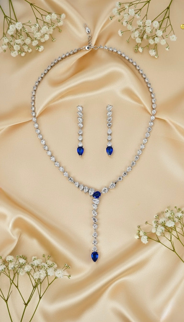 Elara Drop AD Necklace (Blue)