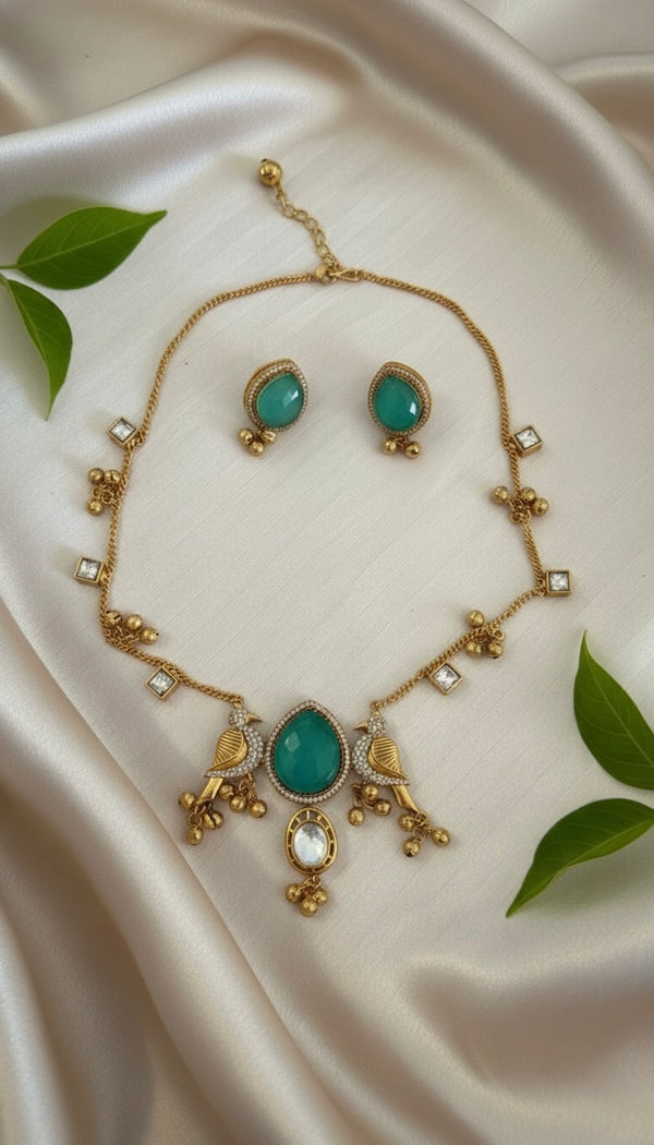 Aira Kashmiri Necklace (Mint Green)