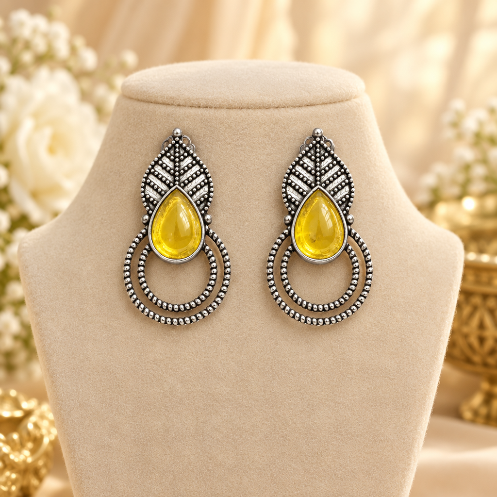 Pihu Oxidize Earrings (Yellow)