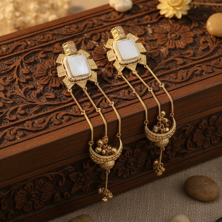 Zehra Kashmiri Earrings (White)