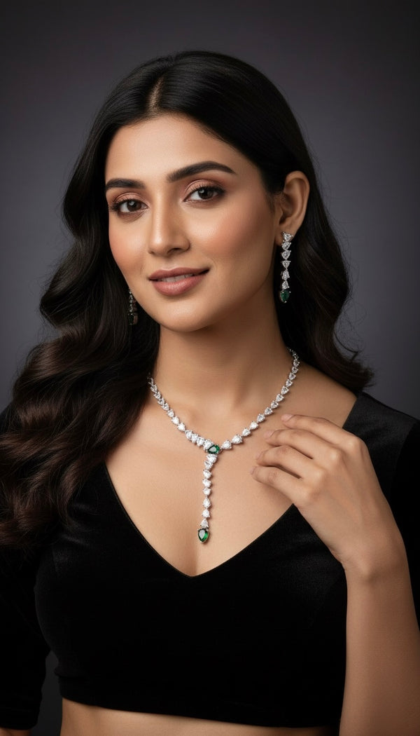 Elara Drop AD Necklace (Green)