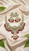 Ruhani Bridal Kundan Necklace (Wine and Green)