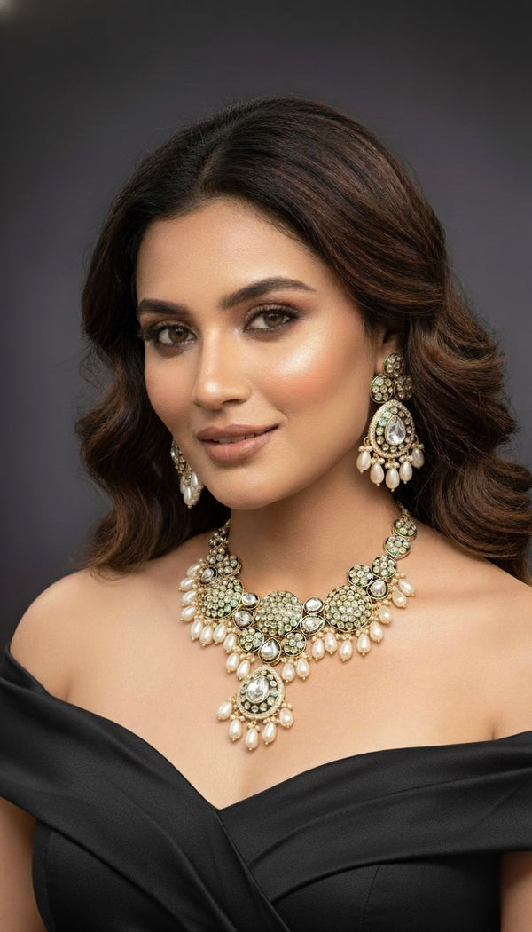 Ruhani Bridal Kundan Necklace (White)