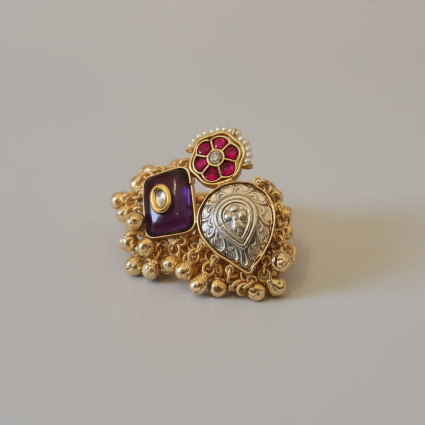 Sufi Adjustable Kashmiri Ring (Wine)