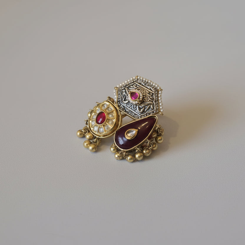 Zalak Adjustable Kashmiri Ring (Wine)