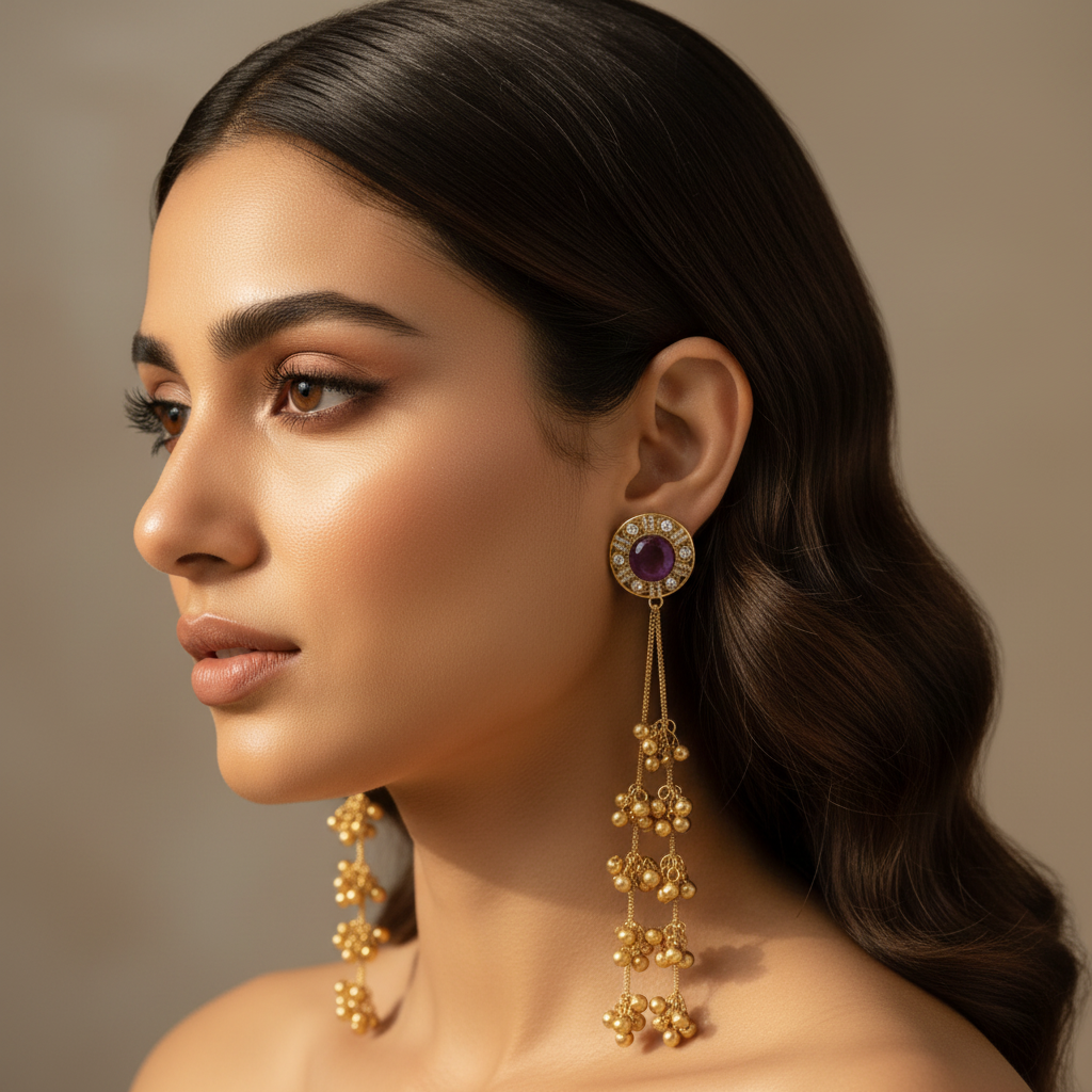 Aabha Kashmiri Earrings (Purple)