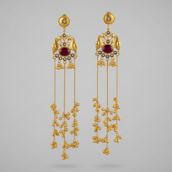 Mayura Kashmiri Earrings (Wine)