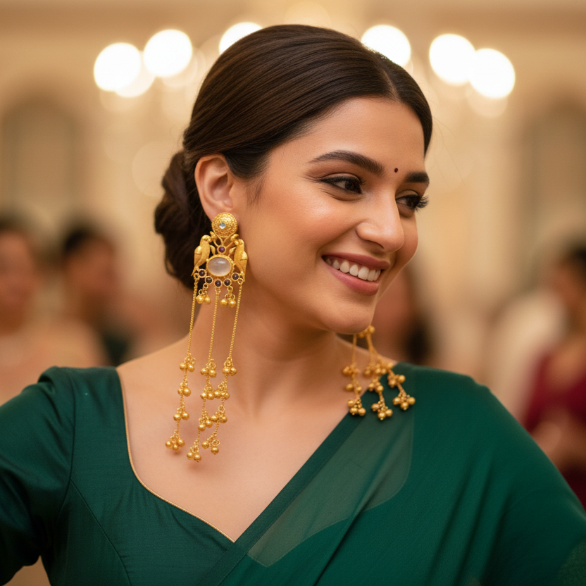 Mayura Kashmiri Earrings (White)