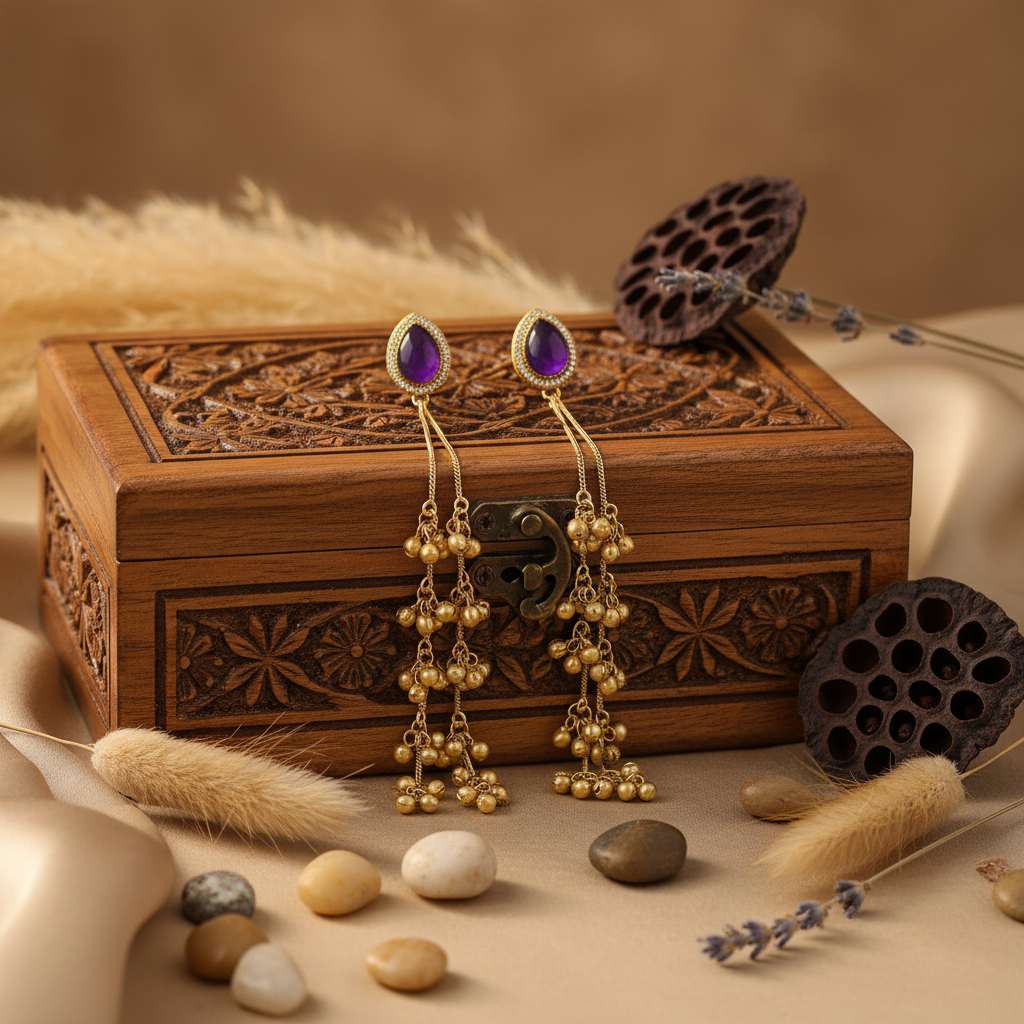 Raha Kashmiri Earrings (Purple)