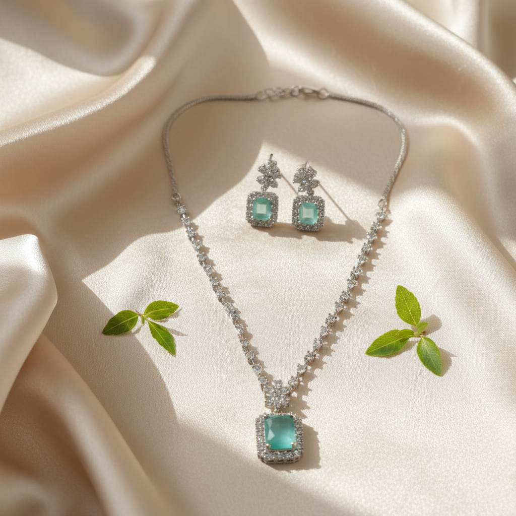 Evara AD Necklace (Mint Green)