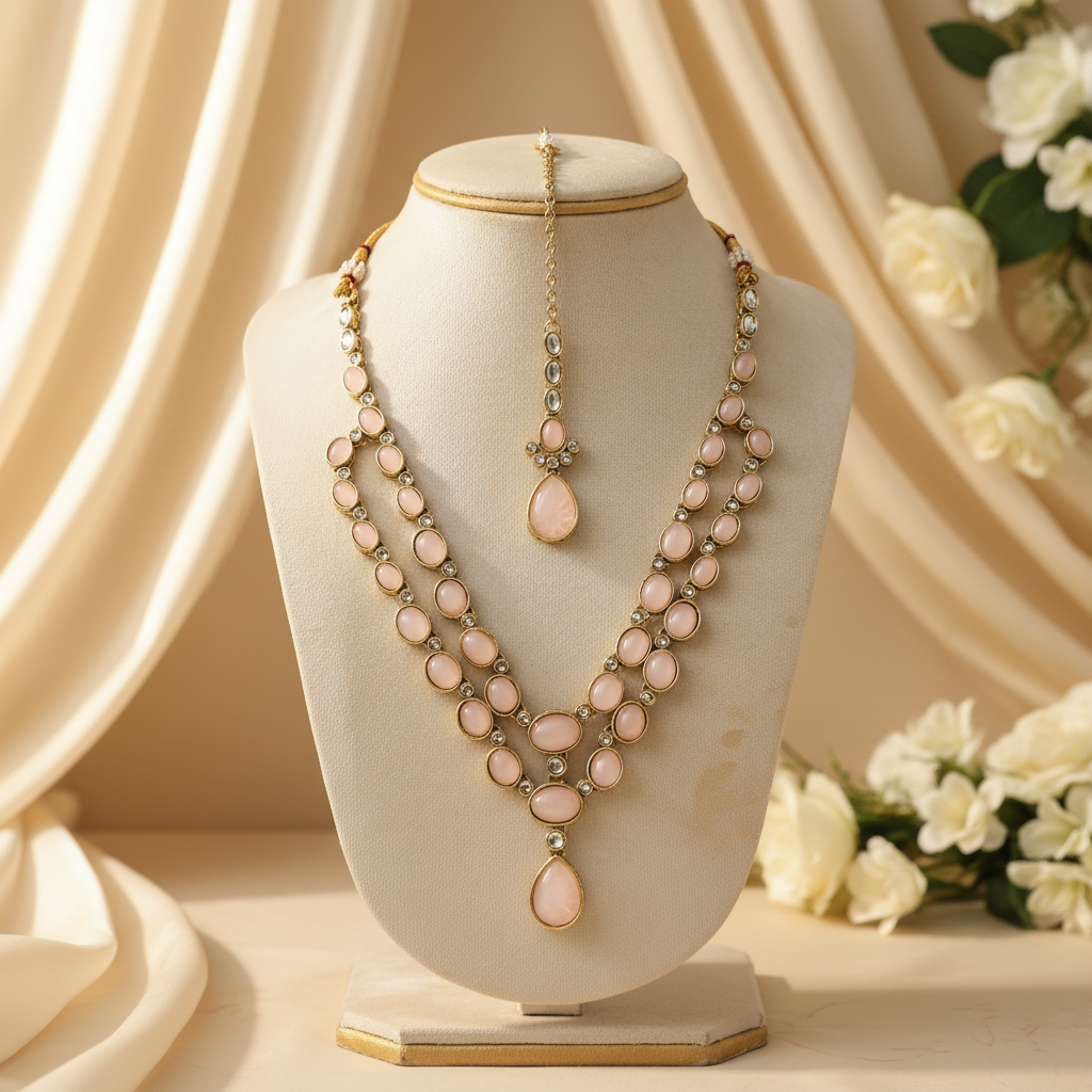 Nehal Layered Necklace (Pink)