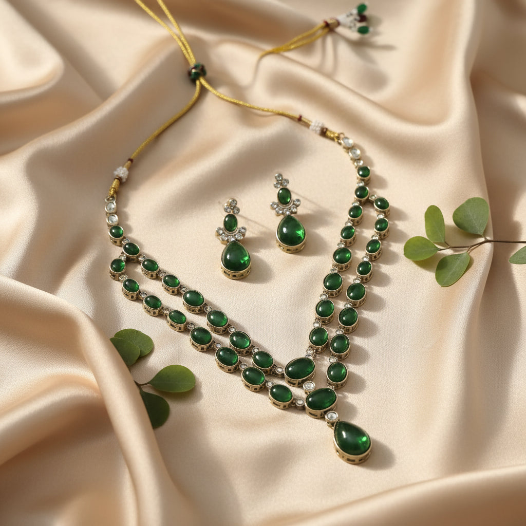 Nehal Layered Necklace (Green)