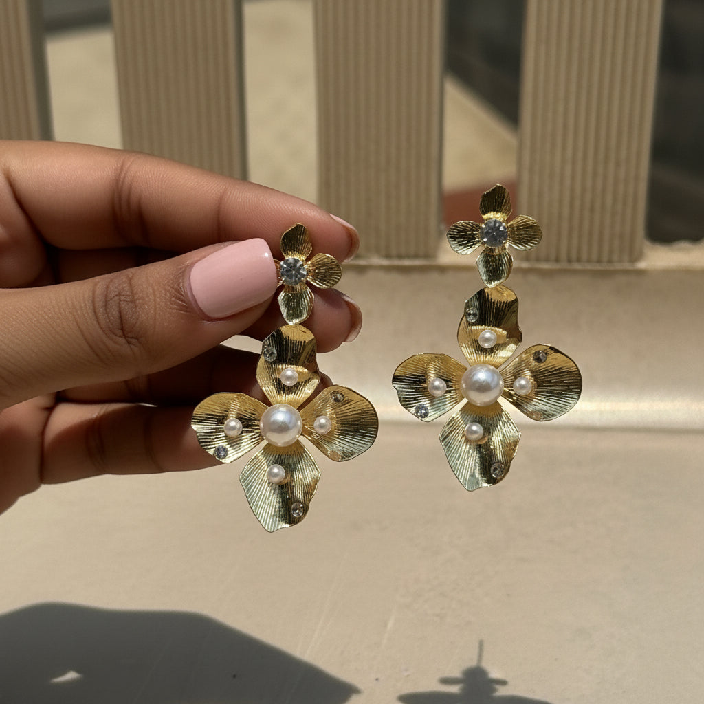 Flower Pearl Anti-tarnish Earrings