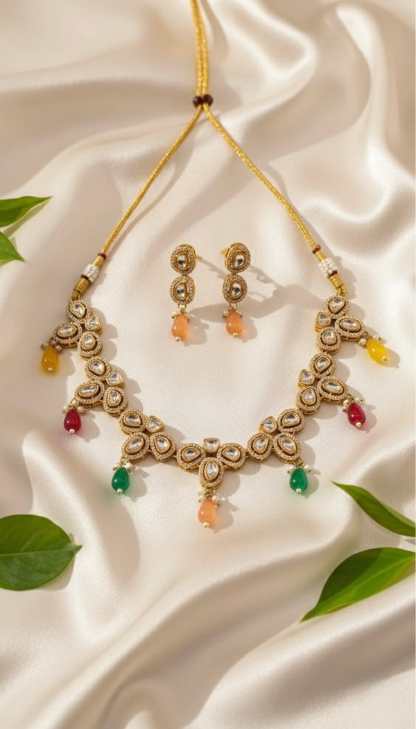 Noorika Kundan Set (Multi-colour)
