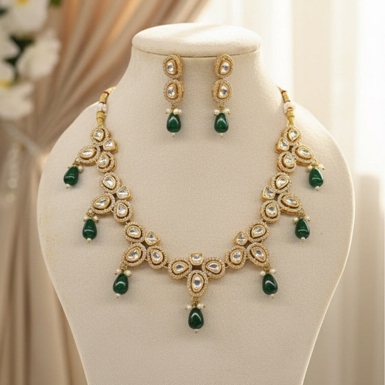 Noorika Kundan Set (Green)