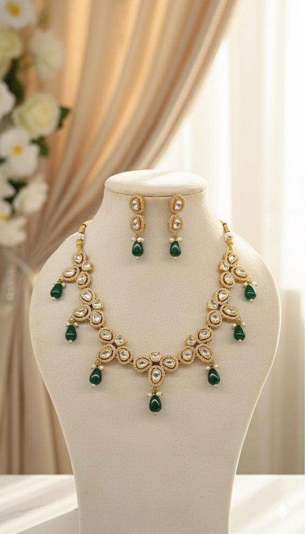 Noorika Kundan Set (Green)