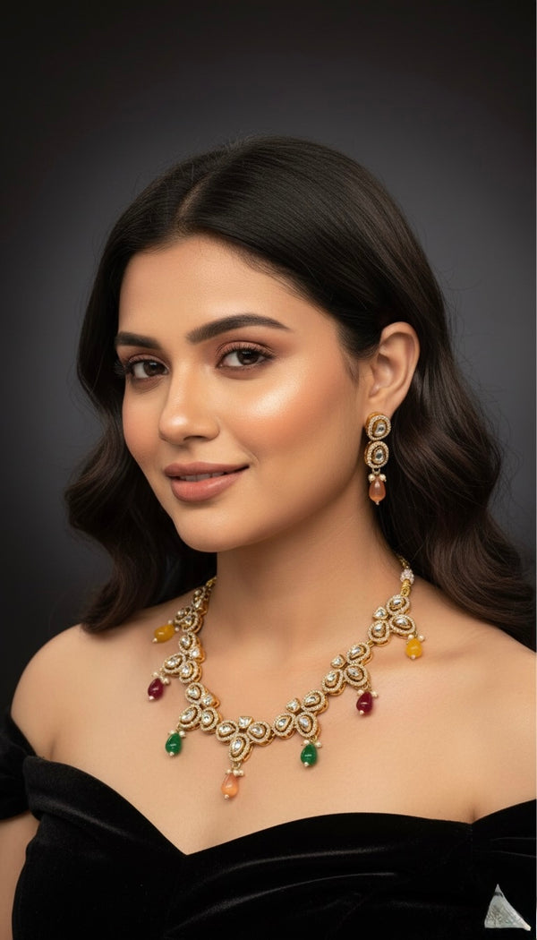 Noorika Kundan Set (Multi-colour)