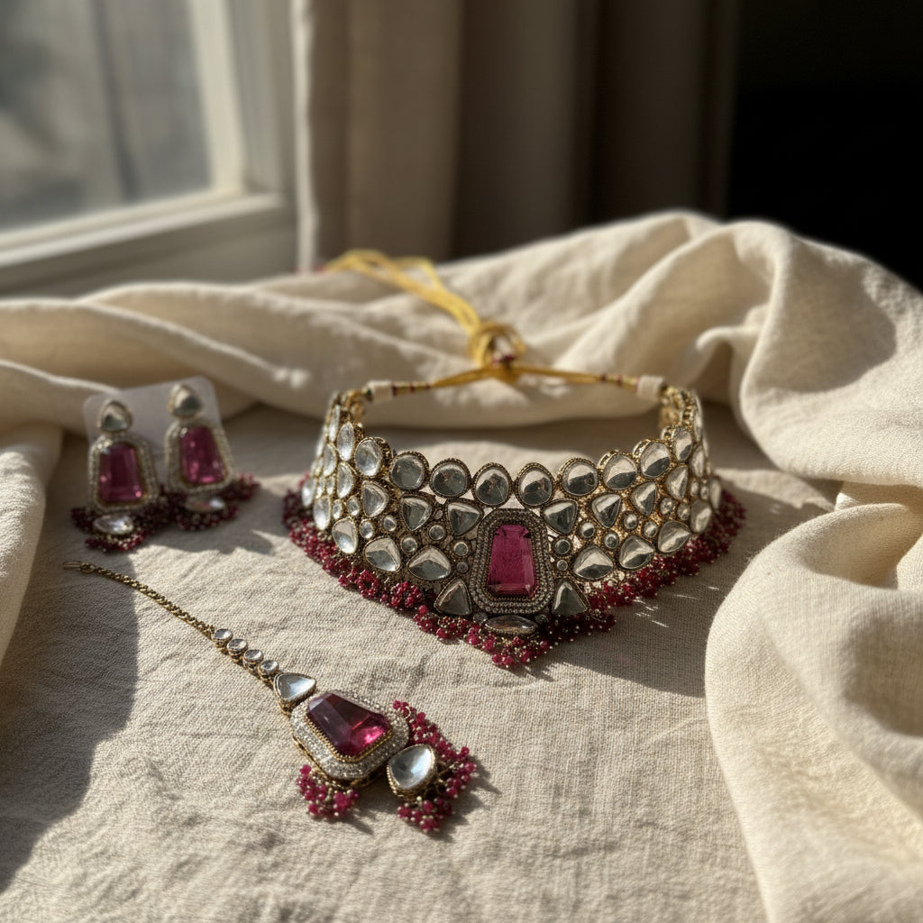 Arya Bridal Necklace (Pink)