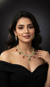 Noorika Kundan Set (Wine and Green)
