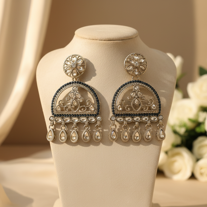 Mahi Kundan Earrings (Green)