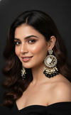 Kavya Kundan Earrings (Black)