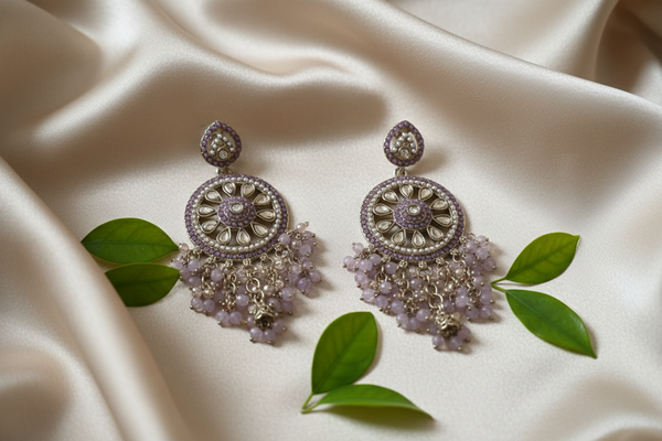 Aarohi Kundan Earrings (Pink)