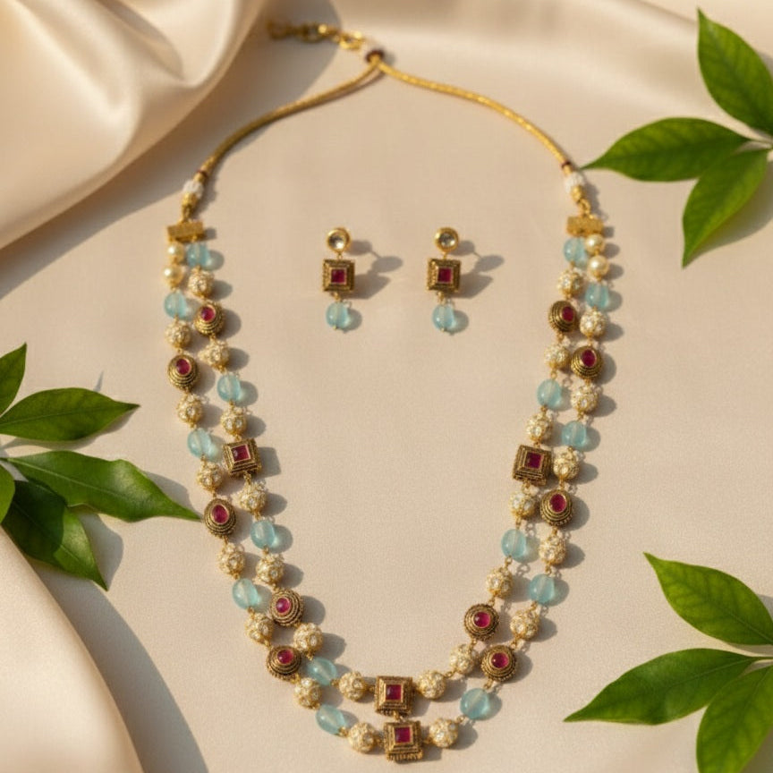 Two Tier Maharani Mala (Blue)