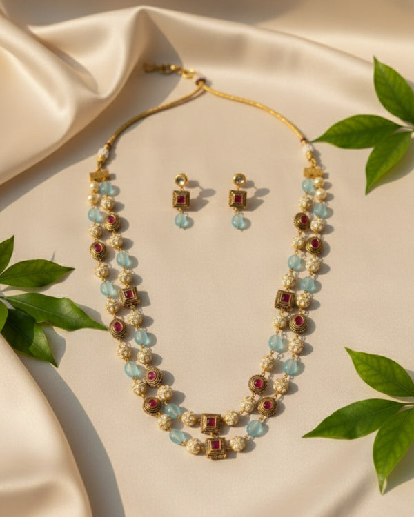 Two Tier Maharani Mala (Blue)