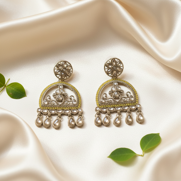 Mahi Kundan Earrings (Yellow)