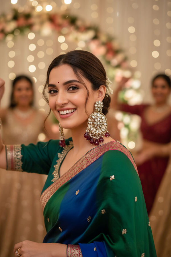 Siya Kundan Earrings (Wine)