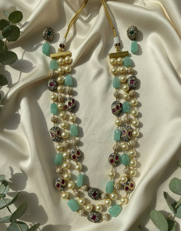 3 Tier Maharani Mala (Mint Green)
