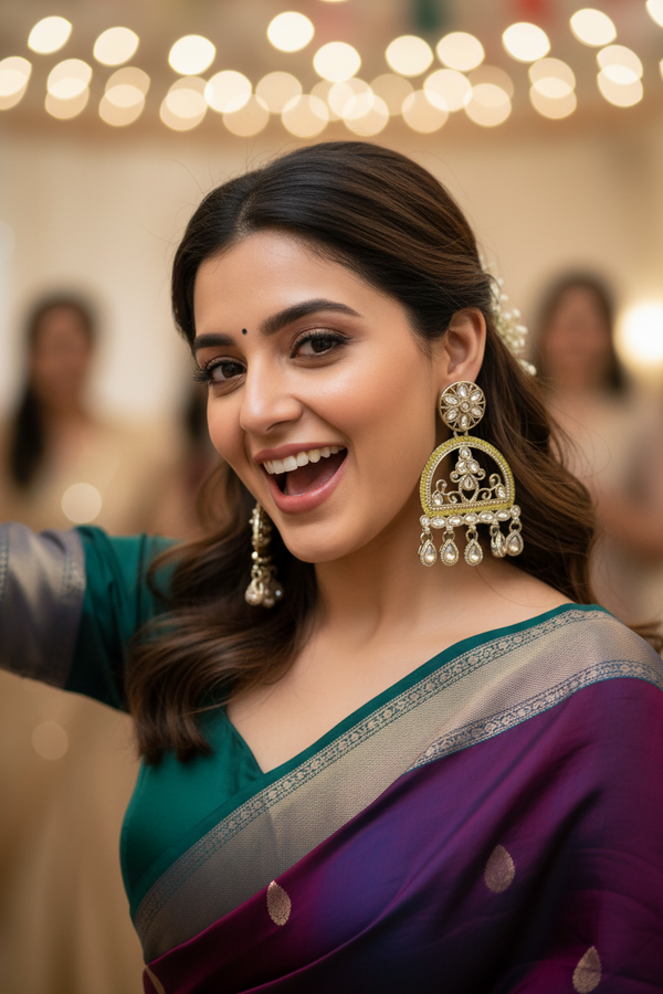 Mahi Kundan Earrings (Yellow)