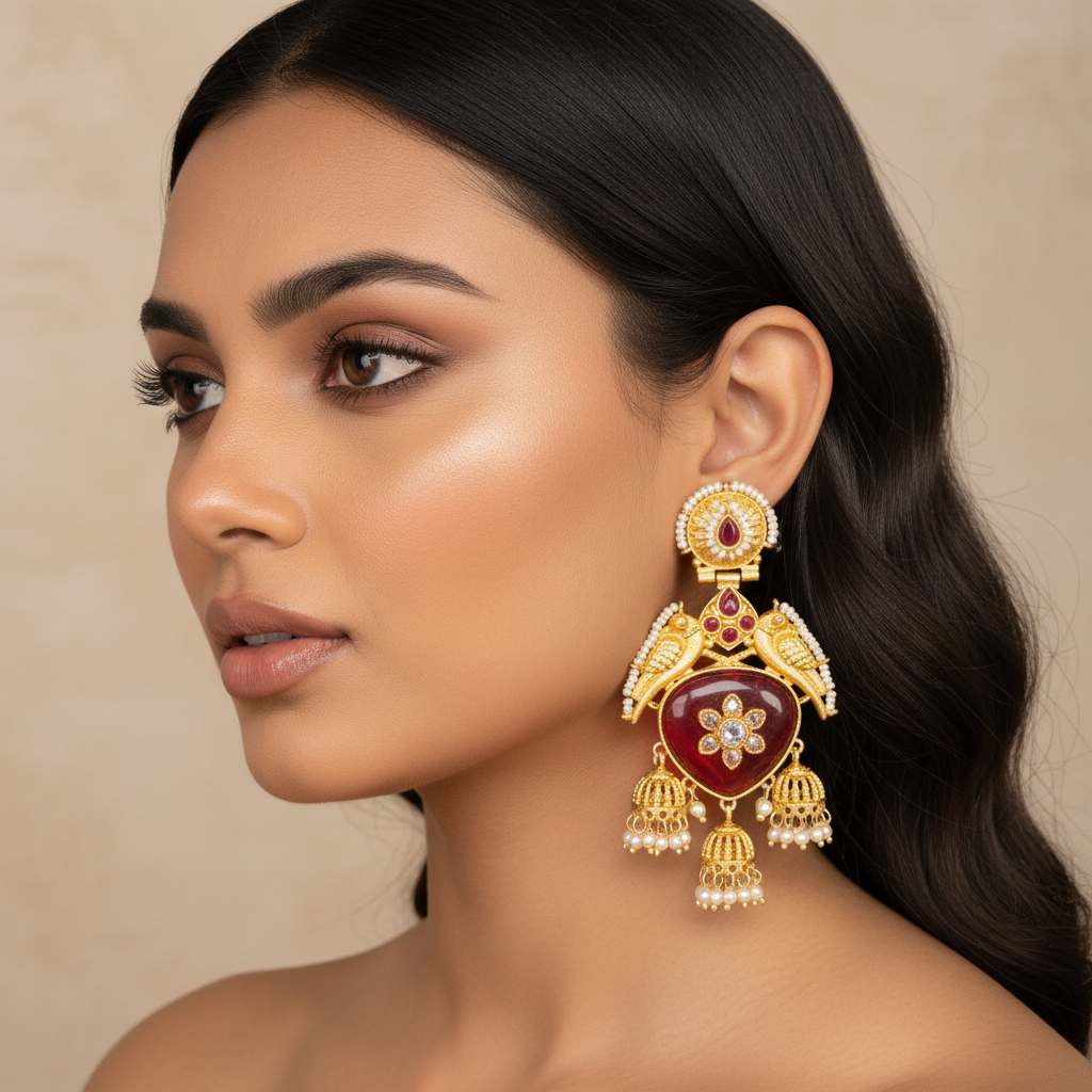 Riya Kashmiri Earrings (Wine)