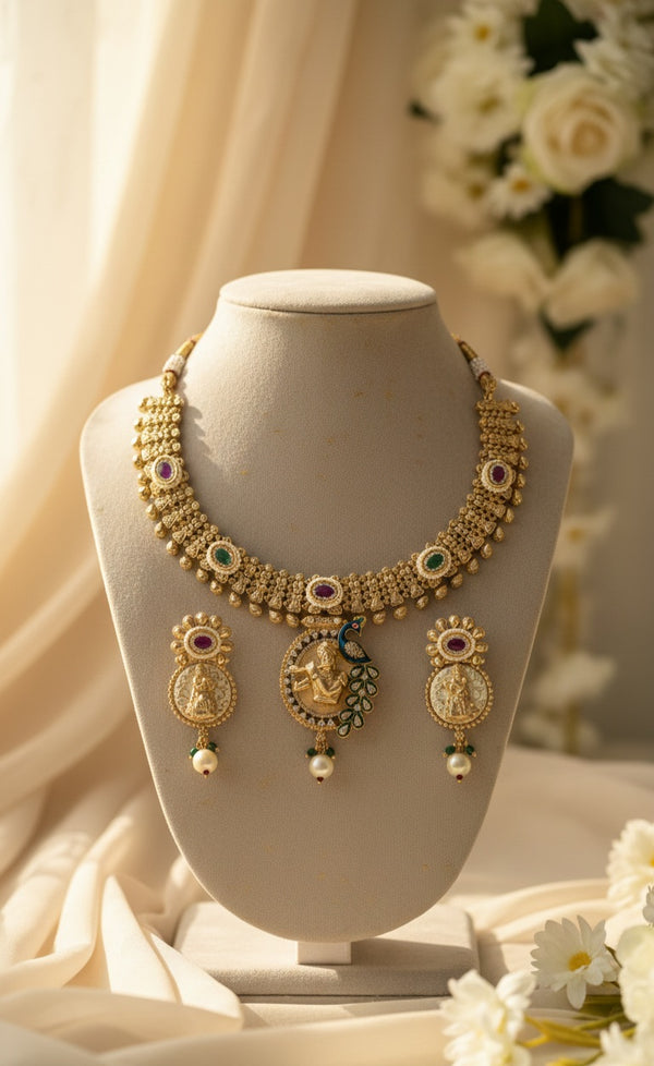 Govind Necklace (Green-Pink)