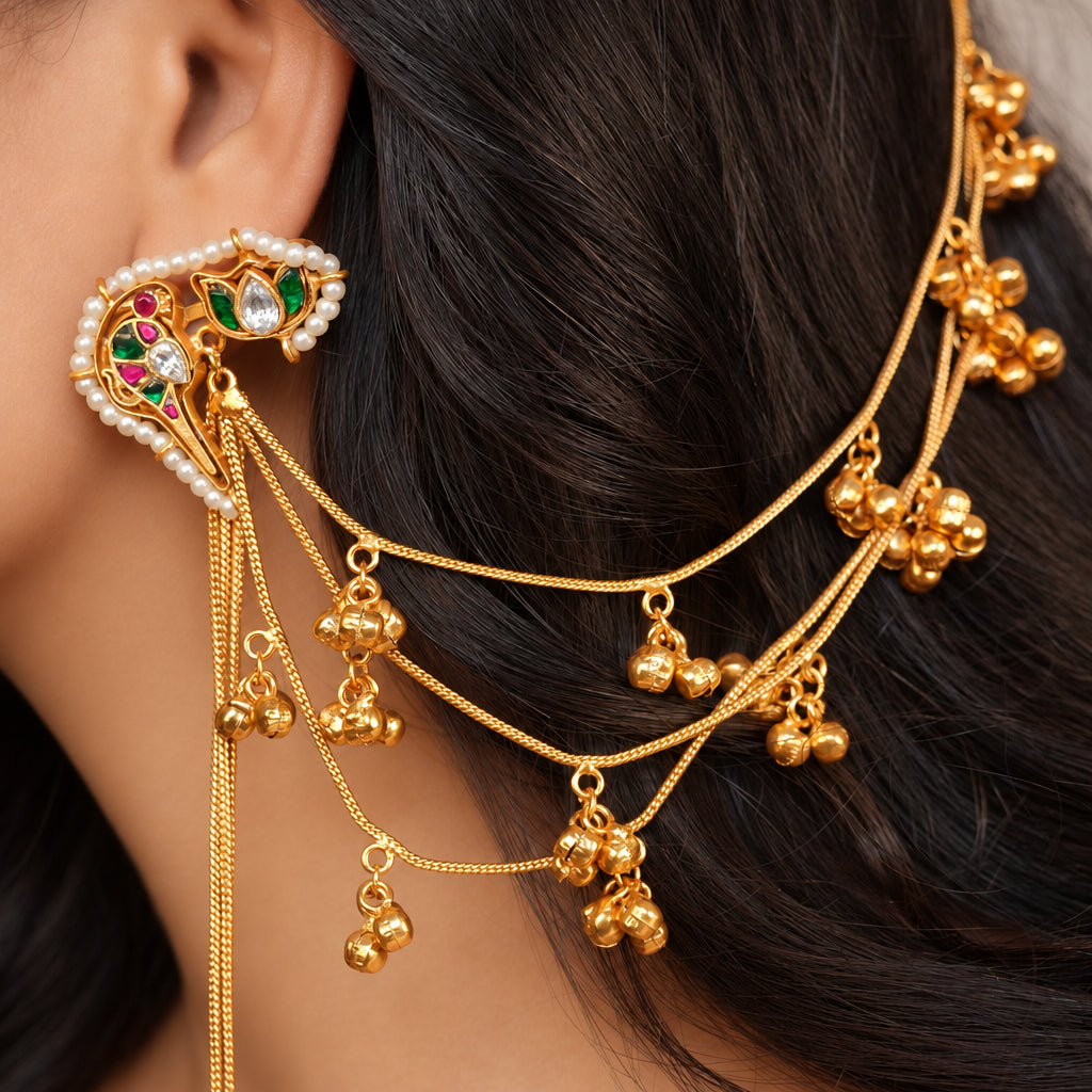 Zalak Chain Kashmiri Earrings (MULTI-COLOUR)