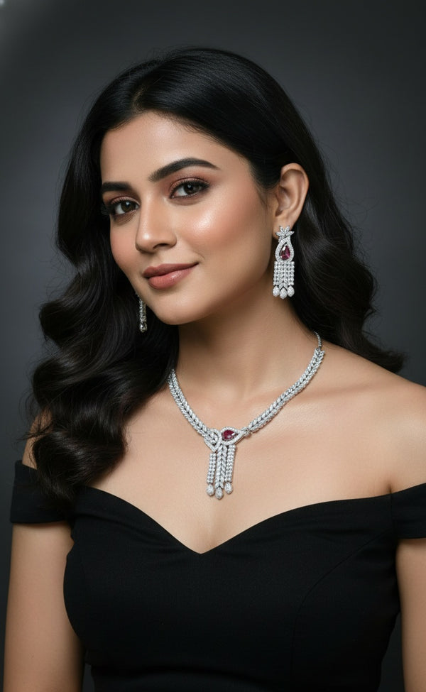 Opal AD Necklace (Rani Pink)