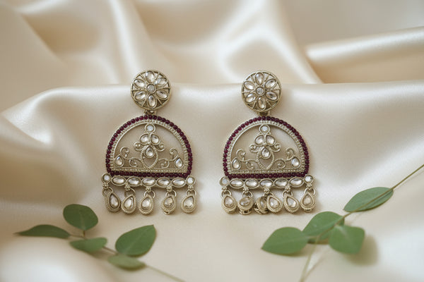 Mahi Kundan Earrings (Wine)